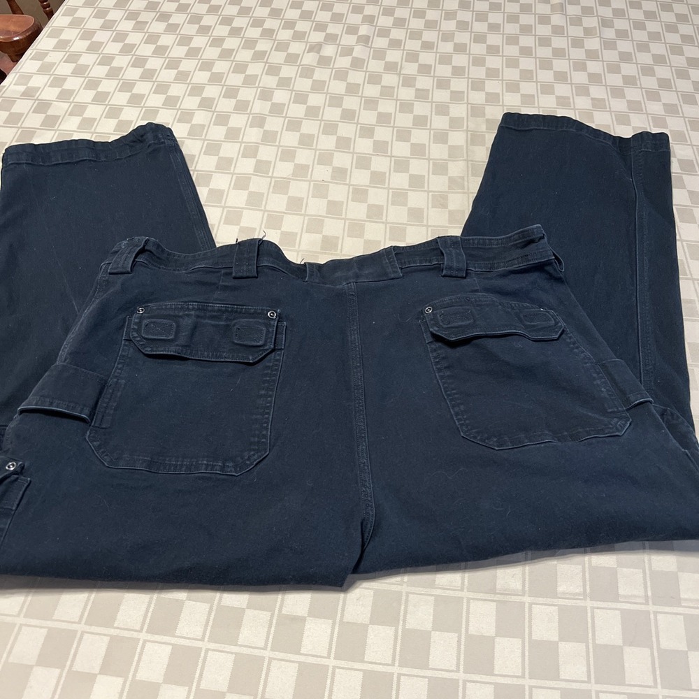 Duluth Trading Flex Fire Hose Relaxed Fit Mens Black Work Pants Size 42 X 27 VGC